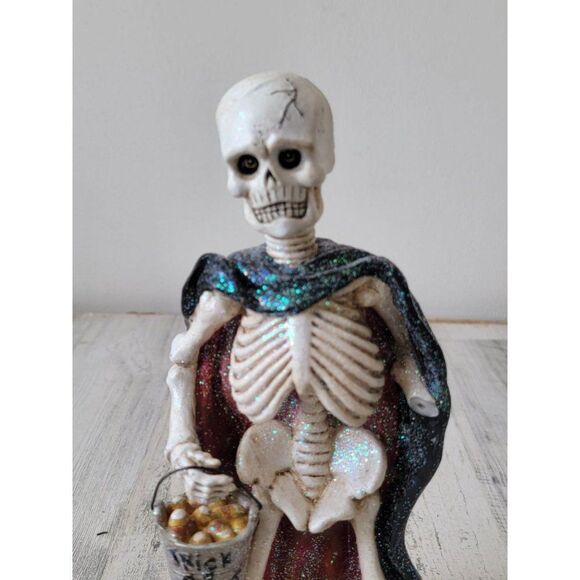 Trick or treat skeleton AS IS glitter Halloween candy corn - Picture 2 of 8